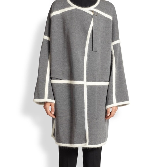 CHLOE Long Grey Wool Angora Cardigan - Picture 1 of 8